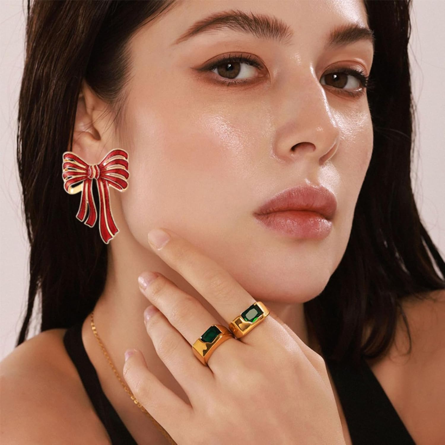 Christmas Bow Earrings for Women Funny Cute Rhinestone Light Bulbs Candy Earrings Christmas Jewelry Gifts - Image 3