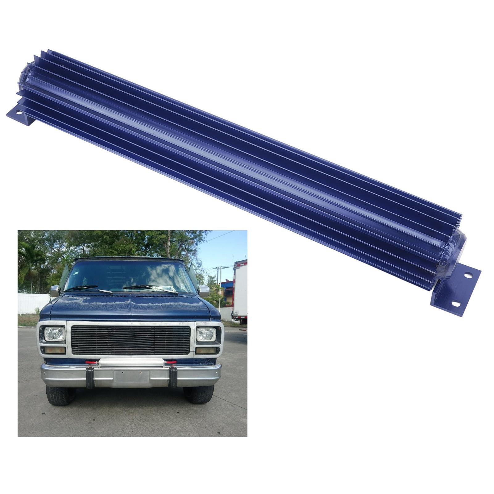 ANGGREK Radiatore dell'olio per Trasmissione Alettata in Alluminio da 18 Pollici con Tecnologia Dual Pass per un Raffreddamento Efficiente in Auto e Camion (BLUE)