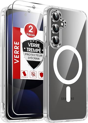 LeYi pour Coque Samsung Galaxy S24 FE 5G avec 2 Verre Trempé pour MagSafe