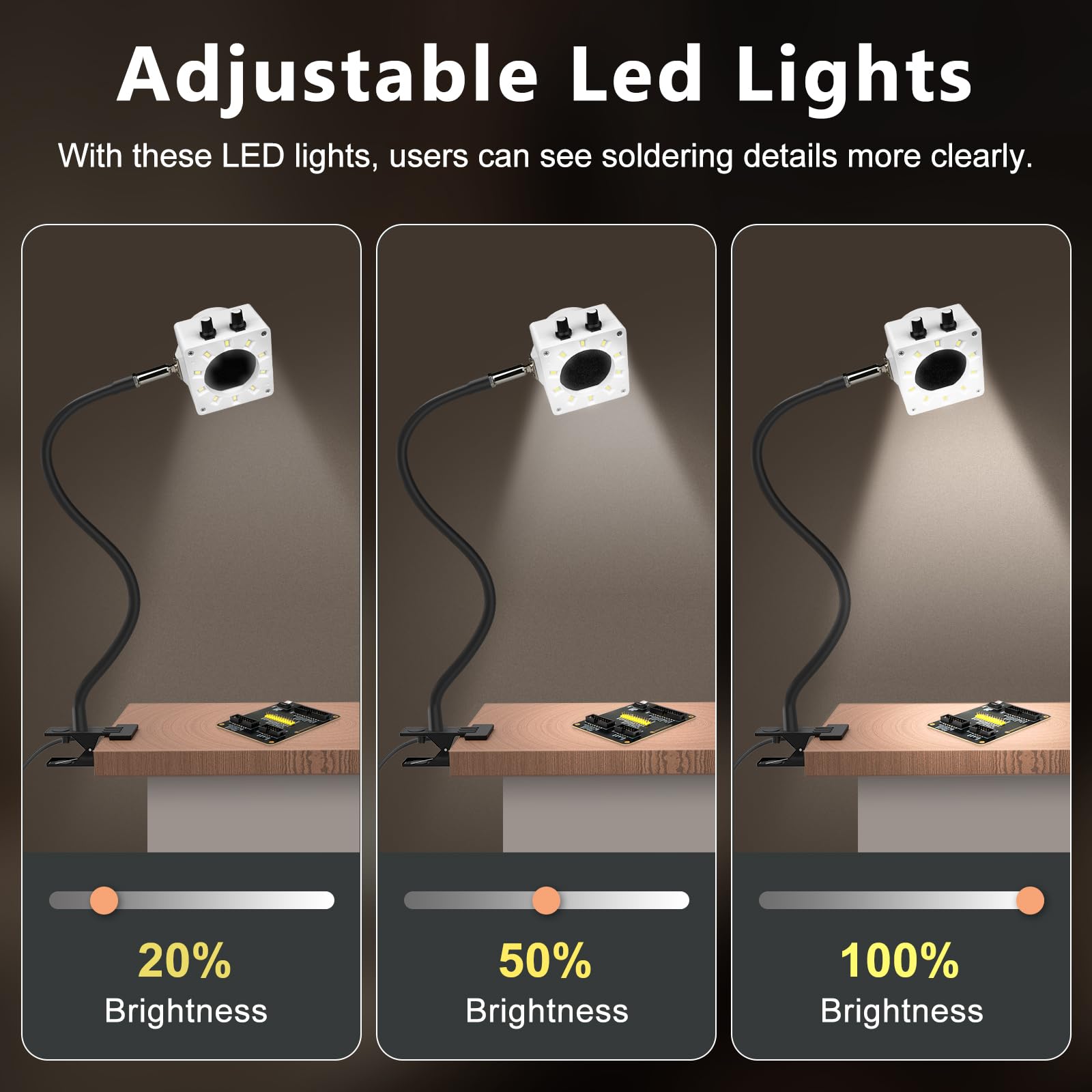 Treedix Kit estrattore fumi per saldatura, ventola assorbitore d'aria per saldatura, rimozione fumi portatile con luci LED dimmerabili e aspirazione, 15 filtri a carbone attivo per saldatura