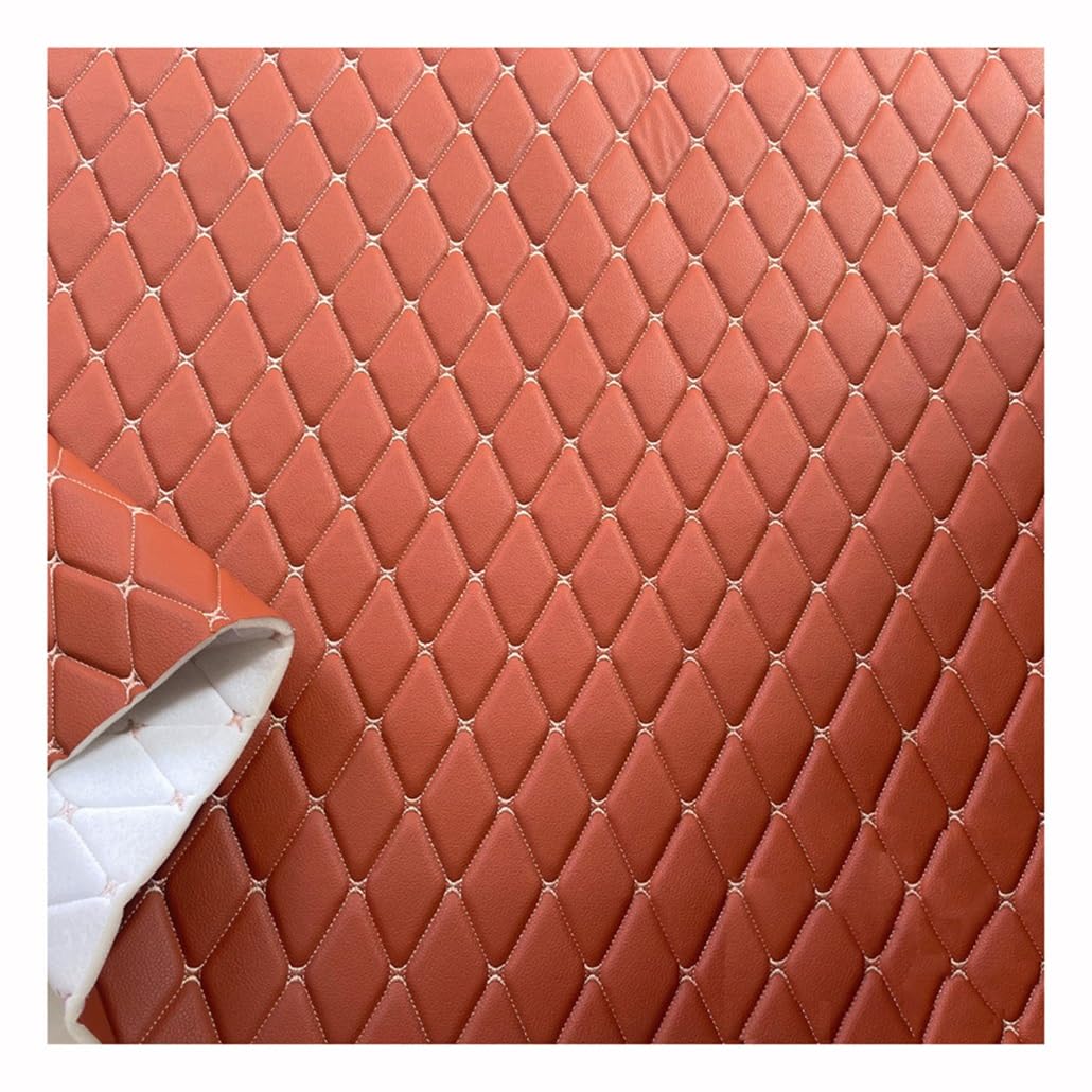 Tessuto Ecopelle Trapuntato A Rombi – Similpelle PVC Con Imbottitura, 1.6x1 M, Marrone, Per Interni Auto E Mobili