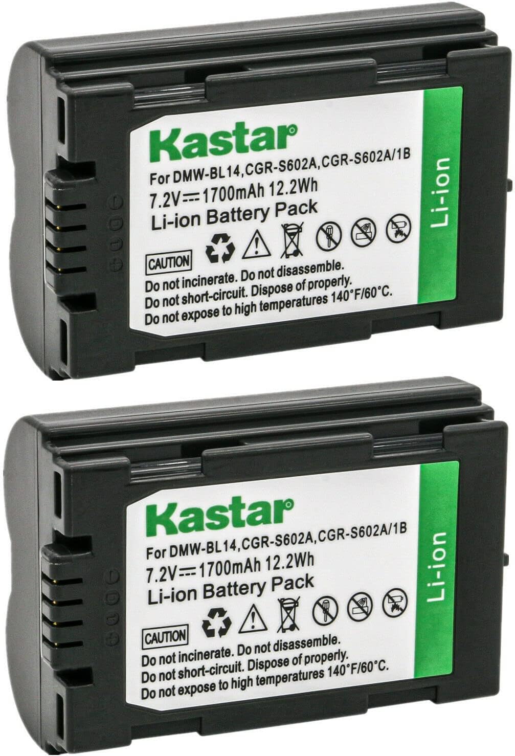 Kastar CGR-S602A Battery 2-Pack Replacement for Panasonic CGR-S602, CGR-S602A, CGR-S602A/1B, CGR-S602E/1B, CGR-S602SE, CGR-S603, CGR-S603A/1B, DMW-BL14 Battery