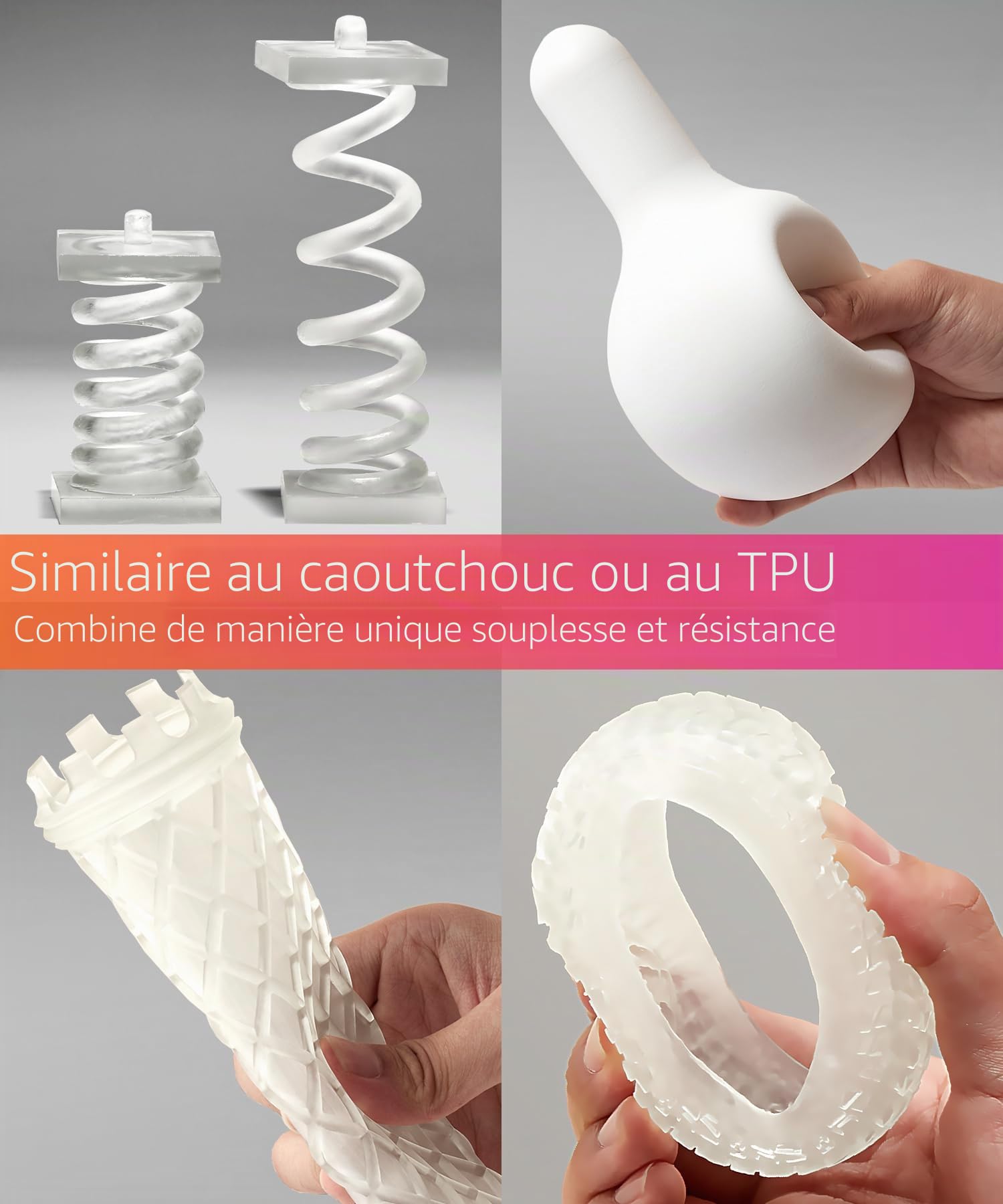 SuperFlex Résine d'imprimante 3D, Douceur 80A simulant du caoutchouc flexible, Fabriquée en Corée par 3DMaterials (1000g, Transparent)