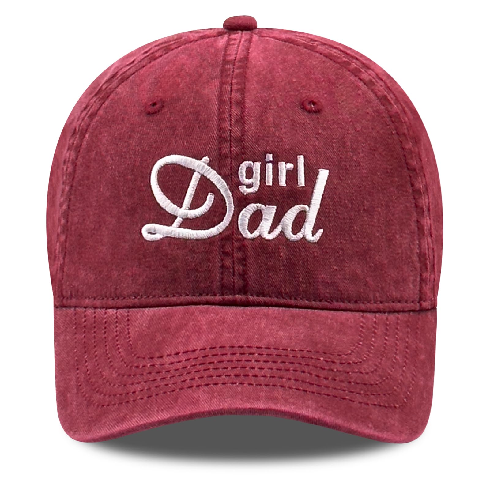 Vintage Embroidered Baseball Cap, Adjustable Cotton Dad Hat for Men Women, Retro for Birthday Holiday One Size Girl Dad, Wine Red