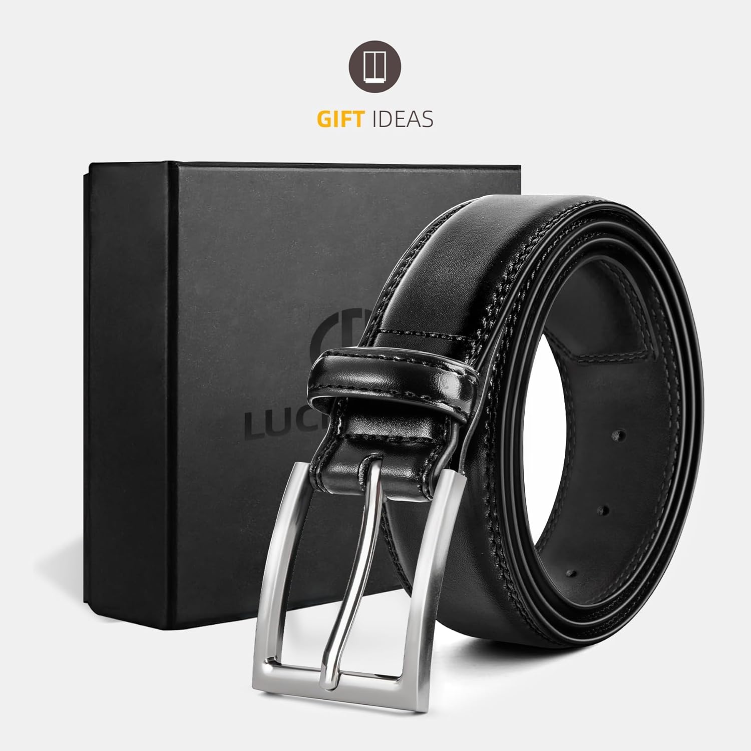 Mens Genuine Leather Dress Belt Classic Casual Belt with Single Prong Buckle for Jeans Pants Work and Business - Image 6