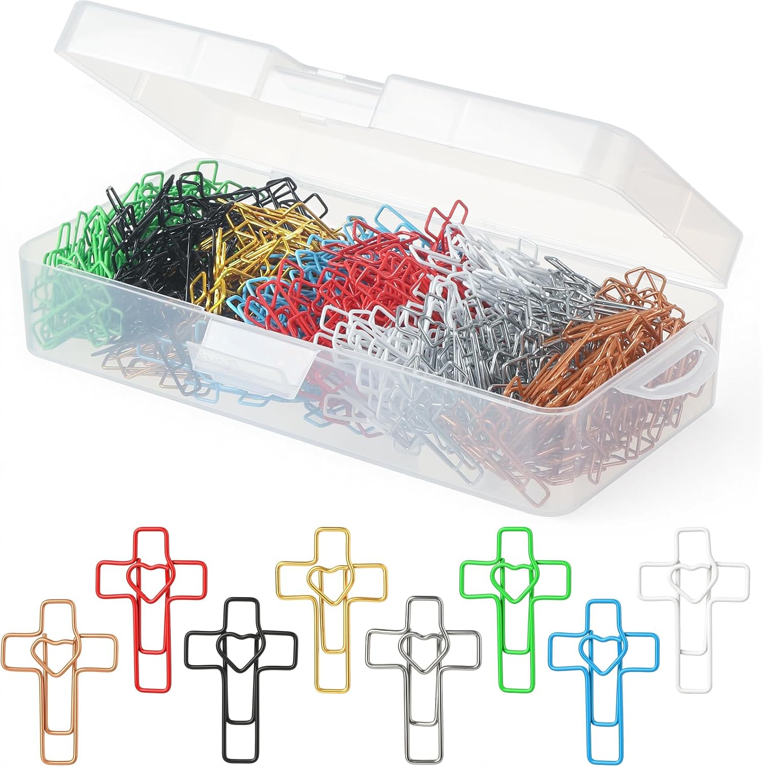 320 PCS Colored Heart Cross Paper Clips Bible Study Supplies Metal Bookmark Clips Mothers Day Teacher Appreciation Gifts Christian Gifts for Women Mom Easter Eggs Fillers