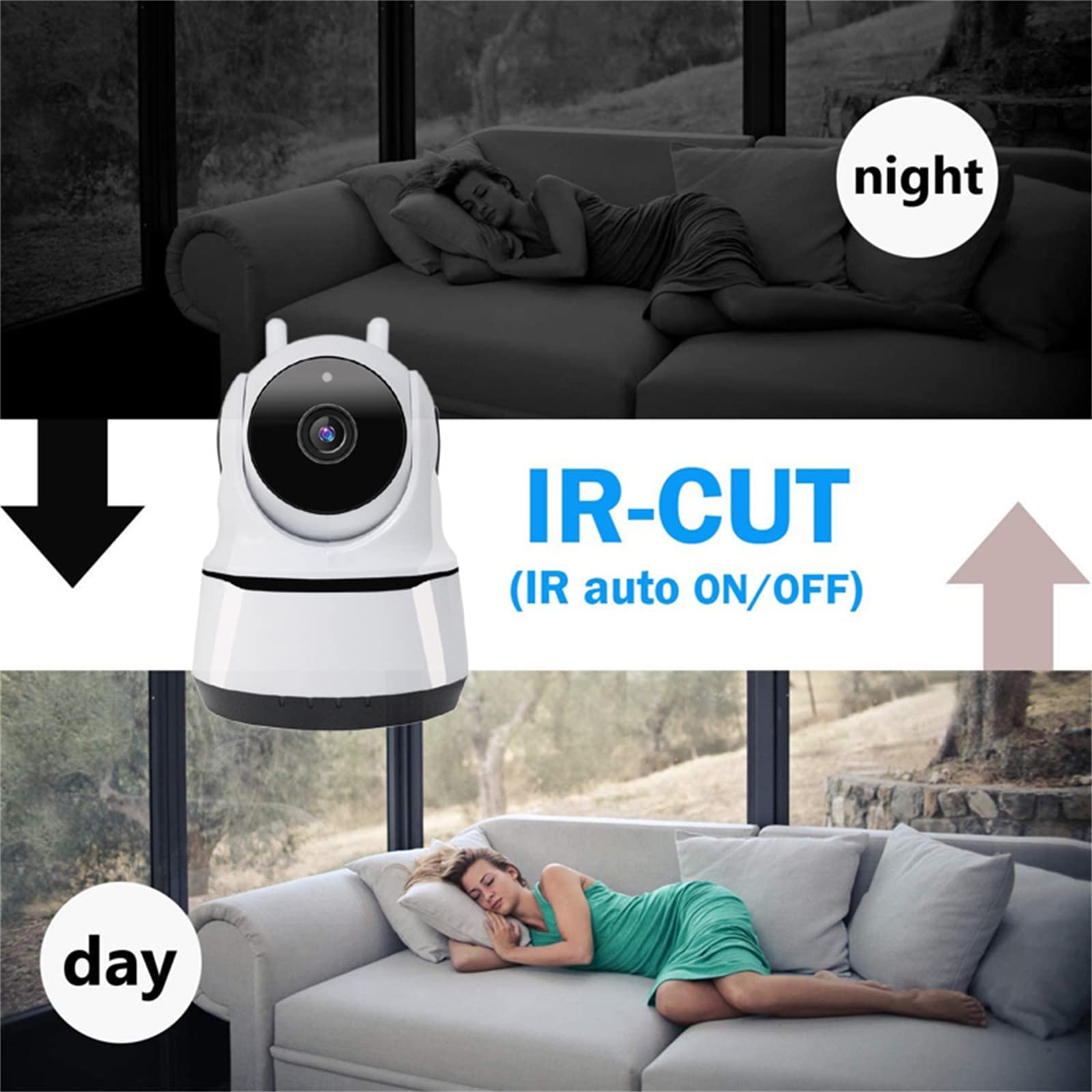 Kamera IP HD 1080P Wifi, kryty inteligentny nadzór bezpieczeństwa w domu Wykrywanie ruchu Night Vision Baby Monitor niania kamera dla zwierząt;
