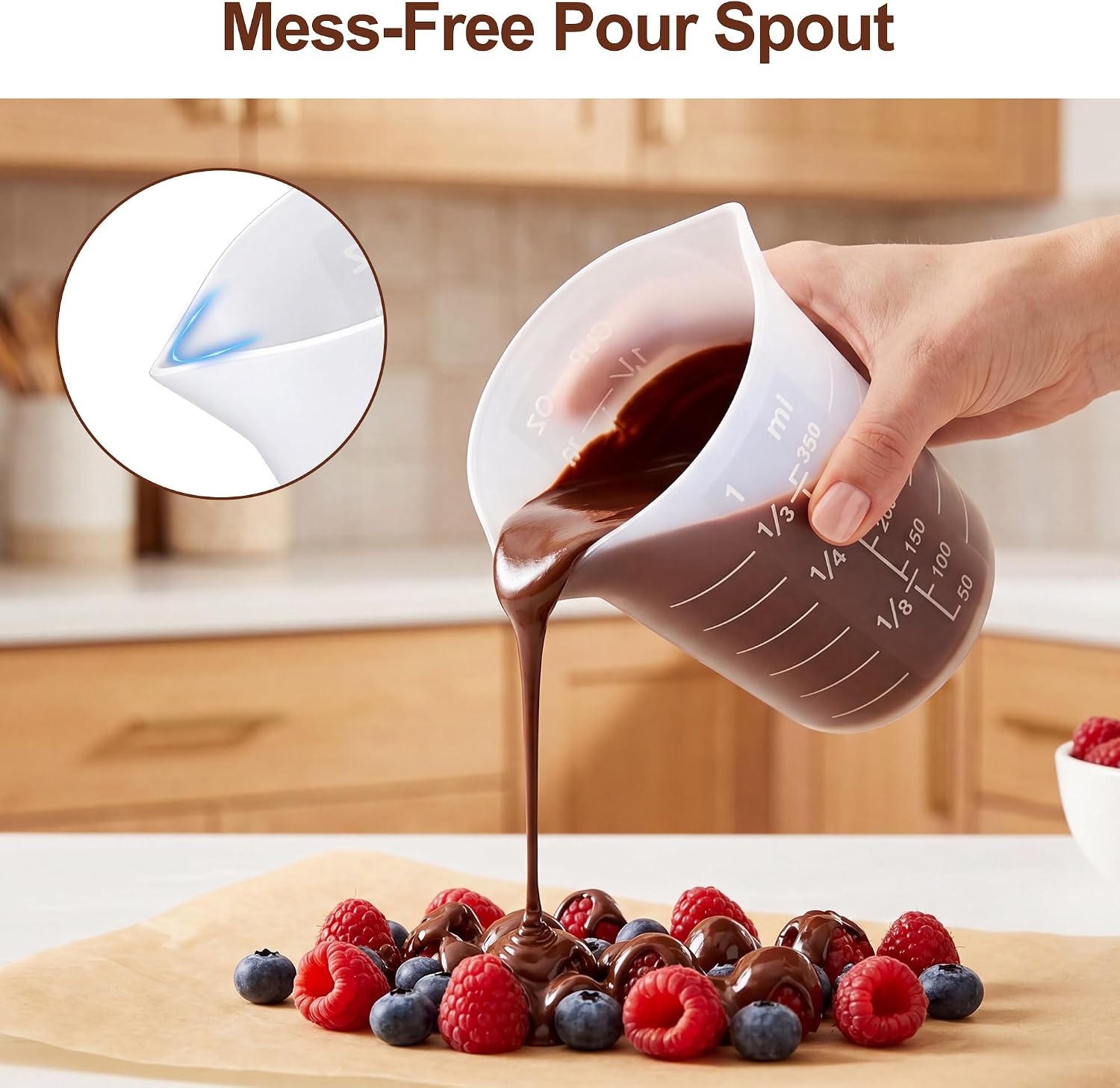 HOOMIL Silicone Measuring Cups for Chocolate, 4 Pack, 250ml & 350ml