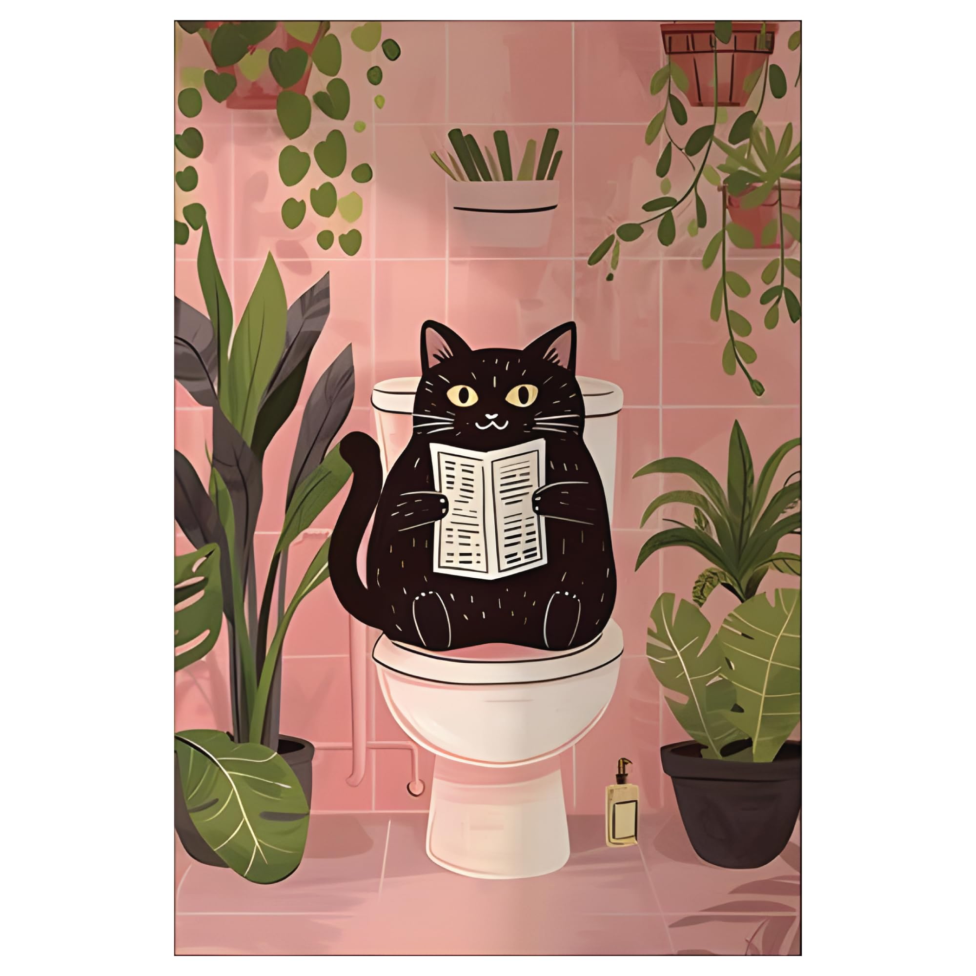 SHIVOID® Funny Cat Poster for Wall | Cat Sitting on Toilet Art Poster - for Wall, Living Room, Bedroom, Office, Gym, Home Décor (13×19 inches)