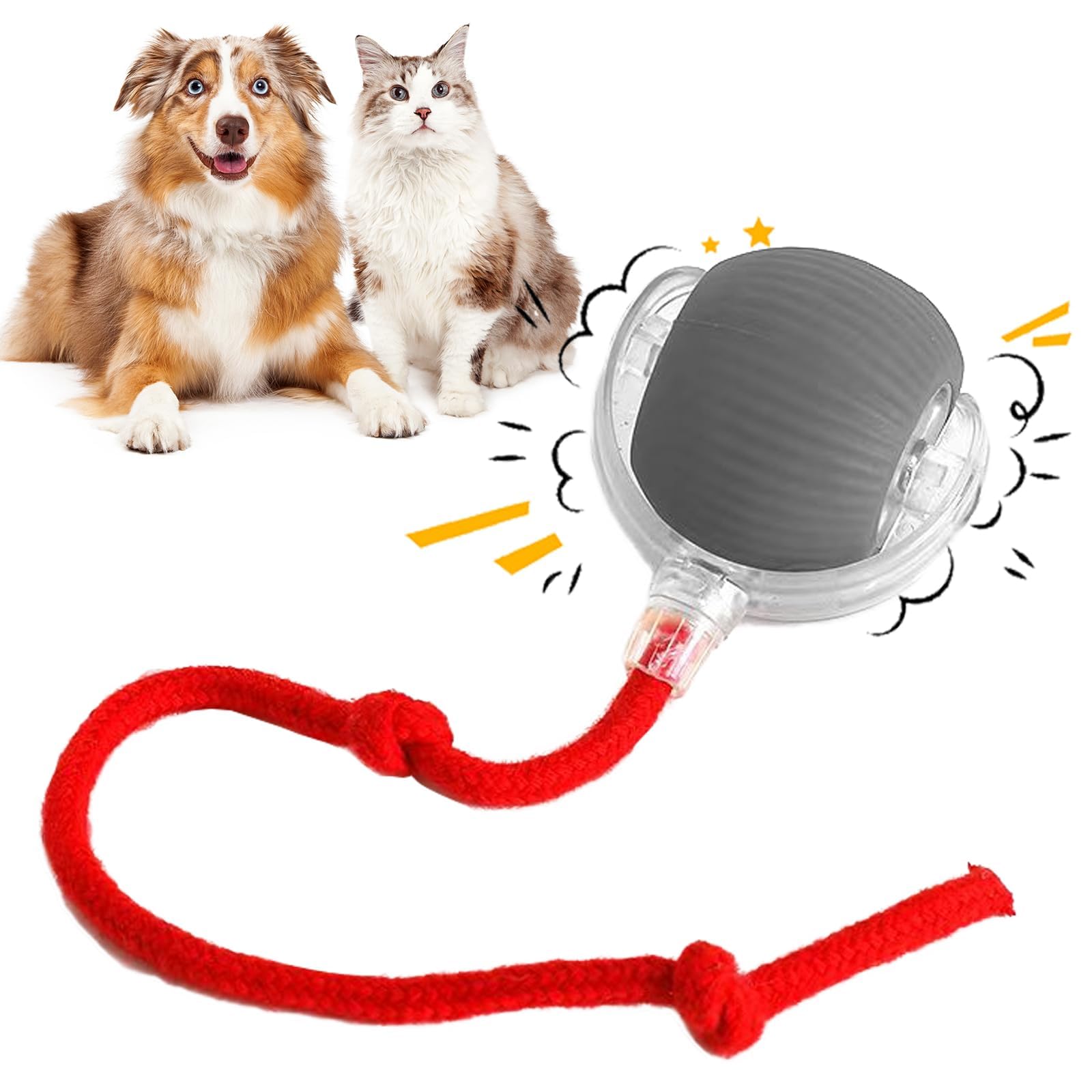 Palla Interattiva Automatica 360° Per Cani – Con Suoni Simulati, Tre Modalità, Silicone Resistente, Per Giochi Indoor