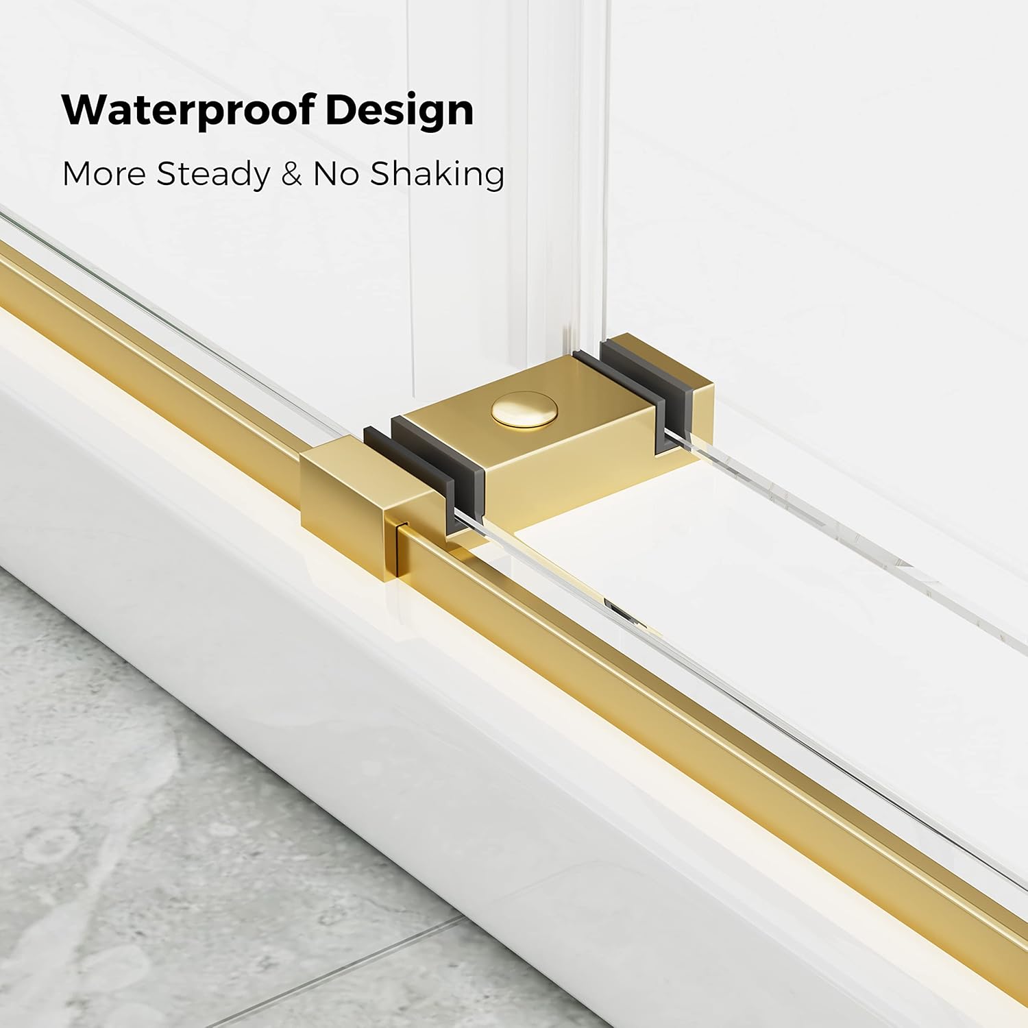 DELAVIN 56"-60" W x 75" H Frameless Shower Door, Double Sliding Shower Door, 5/16"(8mm) Clear Tempered Glass, Stainless Steel, Aluminum, Gold+DELAVIN Shower Panel Stainless Steel Shower Tower