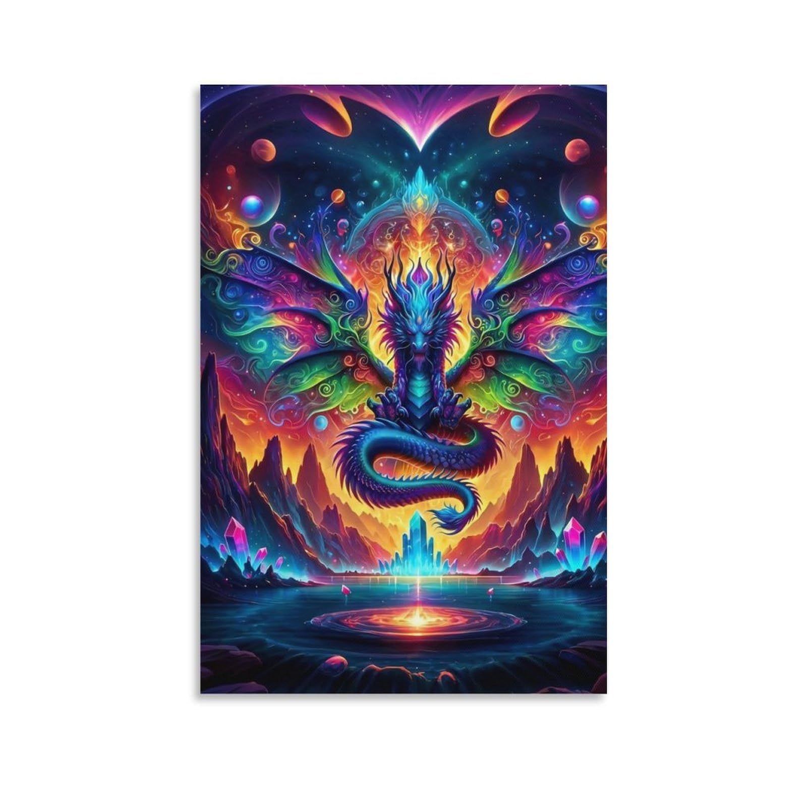 DHBANEIOK Fantasy Dragon Art_3 Wall Decor Poster Giclee Canvas Prints Modern Wall Art Picture Wall Hanging for Bedroom Living Room Decor 24x36inch(60x90cm)