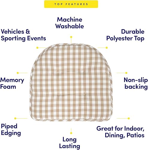 Miniatura 158 de Sweet Home Collection Cojines de espuma viscoelástica para silla, goma antideslizante y parte trasera de goma antideslizante en forma de U de 17 x