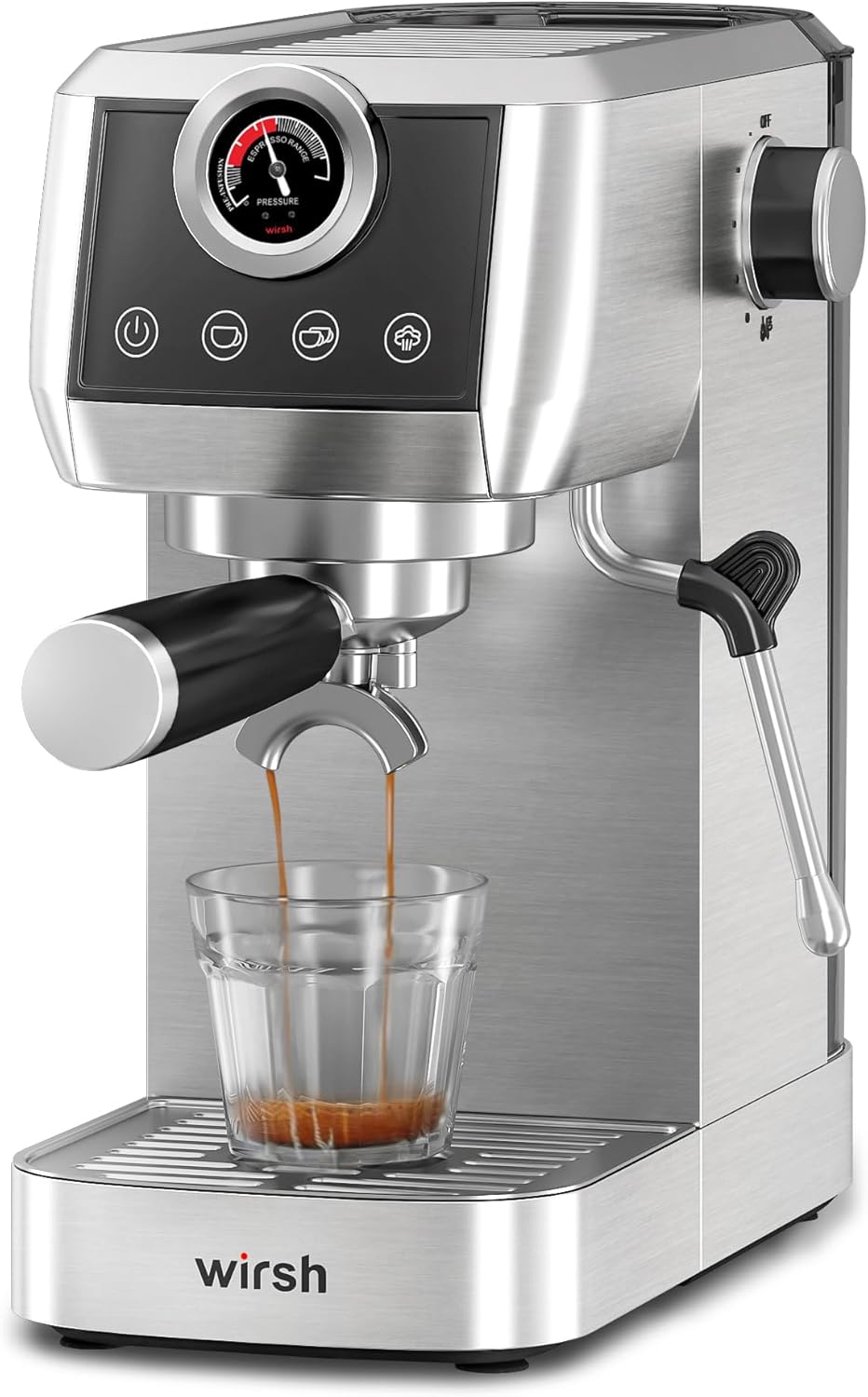 wirsh Home Barista Plus Espresso Machine,20 Bar Semi-Automatic Espresso Maker with Milk Frother Steamer&Touch Screen,Compact Stainless Steel Expresso Machine for Latte & Cappuccino,42oz Tank,UPGRADE