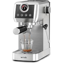 wirsh Espresso Machine,20 Bar Semi-Automatic Espresso Maker with Milk Frother Steamer&amp;Touch Screen,Compact Stainless Steel Expresso Machine for Latte &amp; Cappuccino,42oz Tank,UPGRADE