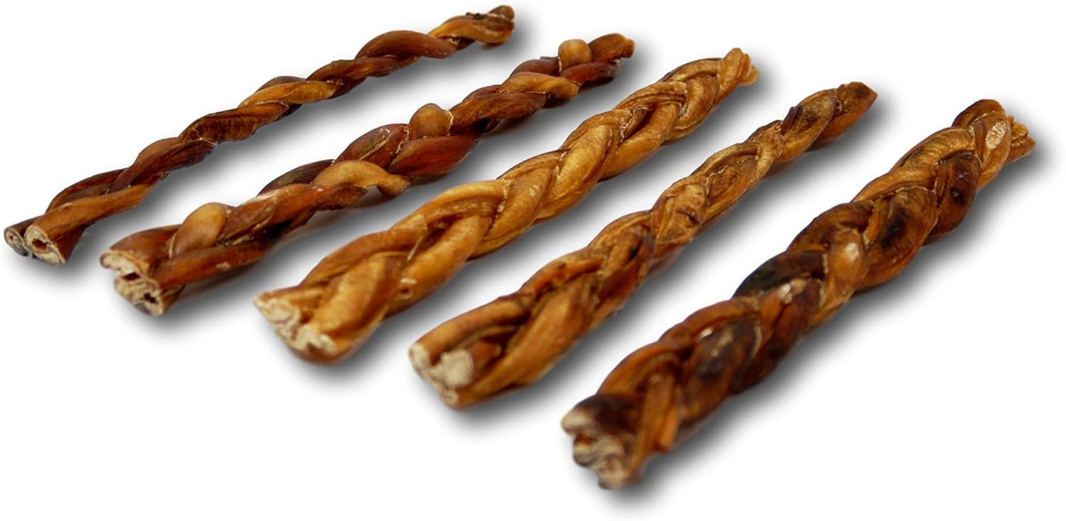 Top Dog Chews - 12" Braided Bully Sticks (10 Pack), 100% Natural Beef Pizzle Sticks, Long-Lasting Dog Chews, Healthy Protein-Rich Low-Fat Dog Treats