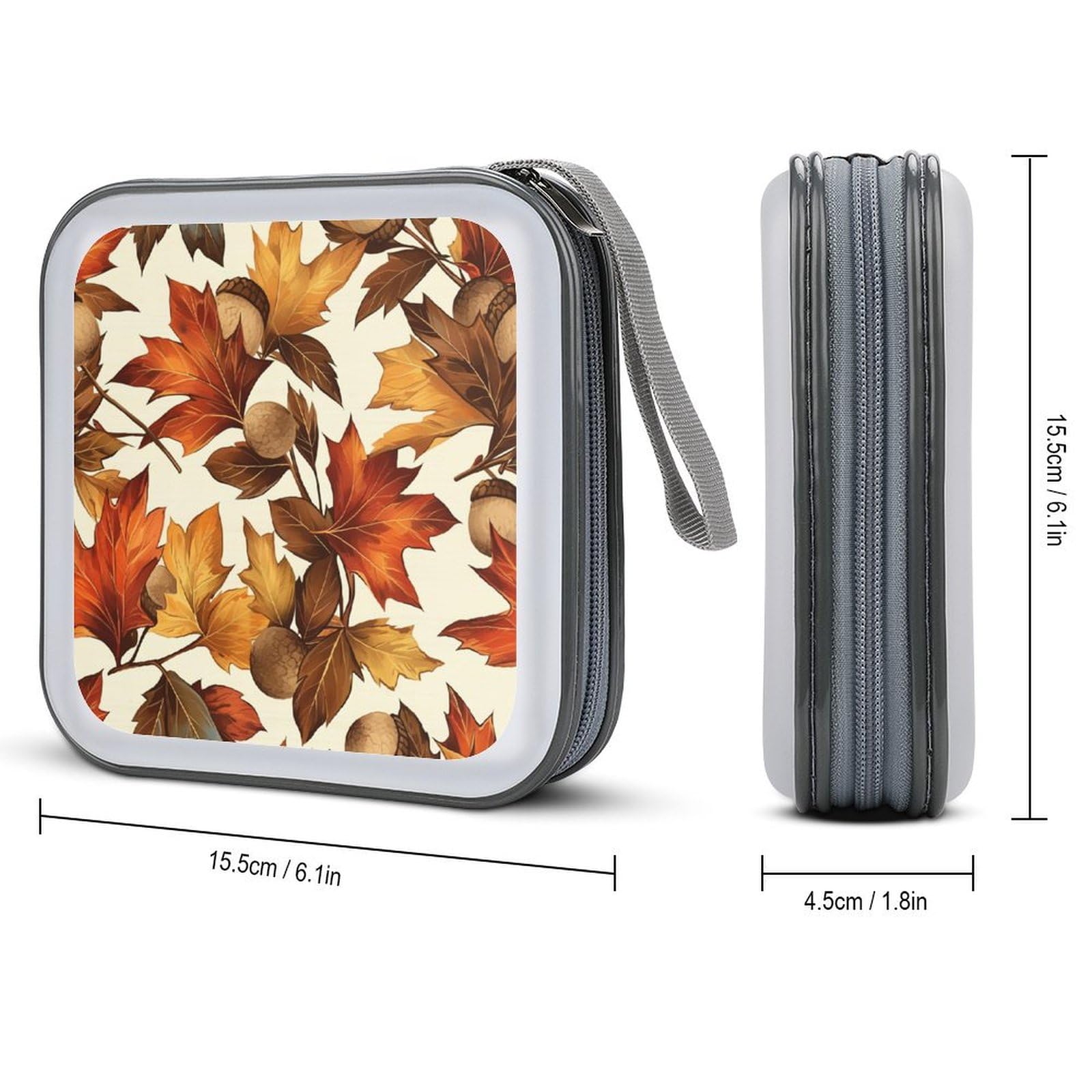 Autumn Leaves And Acorns on Branches CD Case DVD Storage Case Portable for Car Home Travel