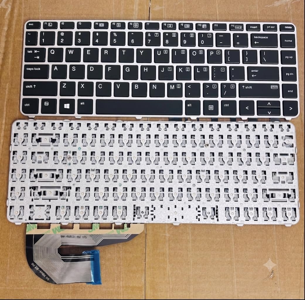 MORVIX Laptop Keyboard for H-P EliteBook 745 840 G3 G4 | No Pointer, Backlit, Silver Frame-image-45