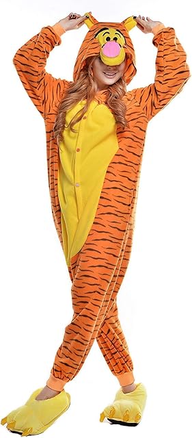 Venaster Pyjamas Adult Halloween Nightwear Unisex Anime Sleepwear Cosplay Pajamas Christmas Romper Carnival Onesies Xmas (Small, Tigger)
