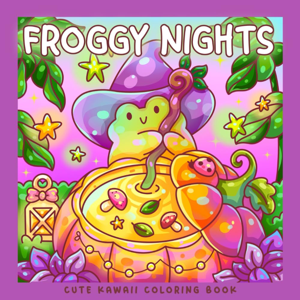 Froggy Nights: A Kawaii Summer & Halloween Coloring Book for Kids, Teens & Adults: 30 Cute Frog-Themed Coloring Pages of Holiday Scenes & Spooky Fun (Sweet & Kitsch)