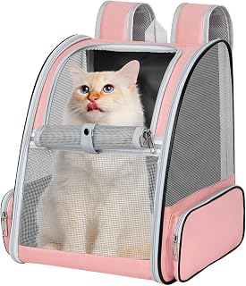 Sac à Dos Chat Petit Chien, Sac à Dos de Transport pour Chiens, Rose | Sac à Dos Transport pour Chat et Chien, Portable et Pliable, avec Fenêtre en Maille