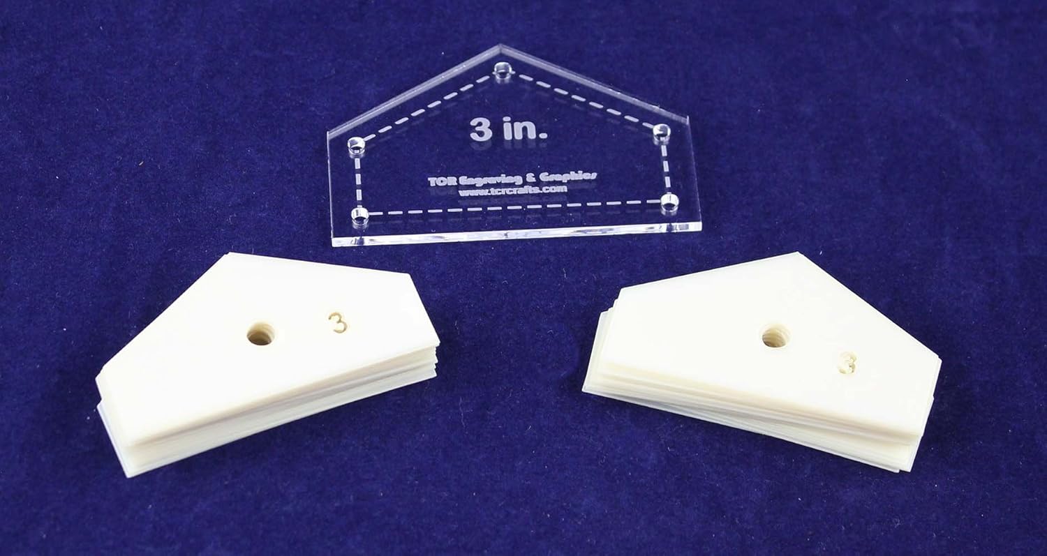 Mylar 3 Inch Half Hexagon-Point Up- 51 Piece Set - Quilting/Sewing Templates