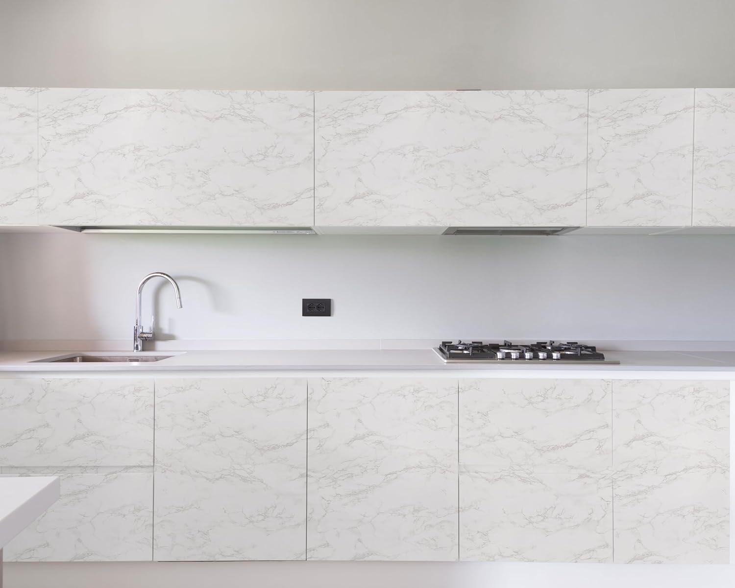 Marble Contact Paper for Countertops Peel and Stick Wallpaper 17.7" × 118",White Gray Wallpaper Self Adhesive and Removable, Granite Wall paper Textured for Cabinets Furniture Backsplash Bathroom