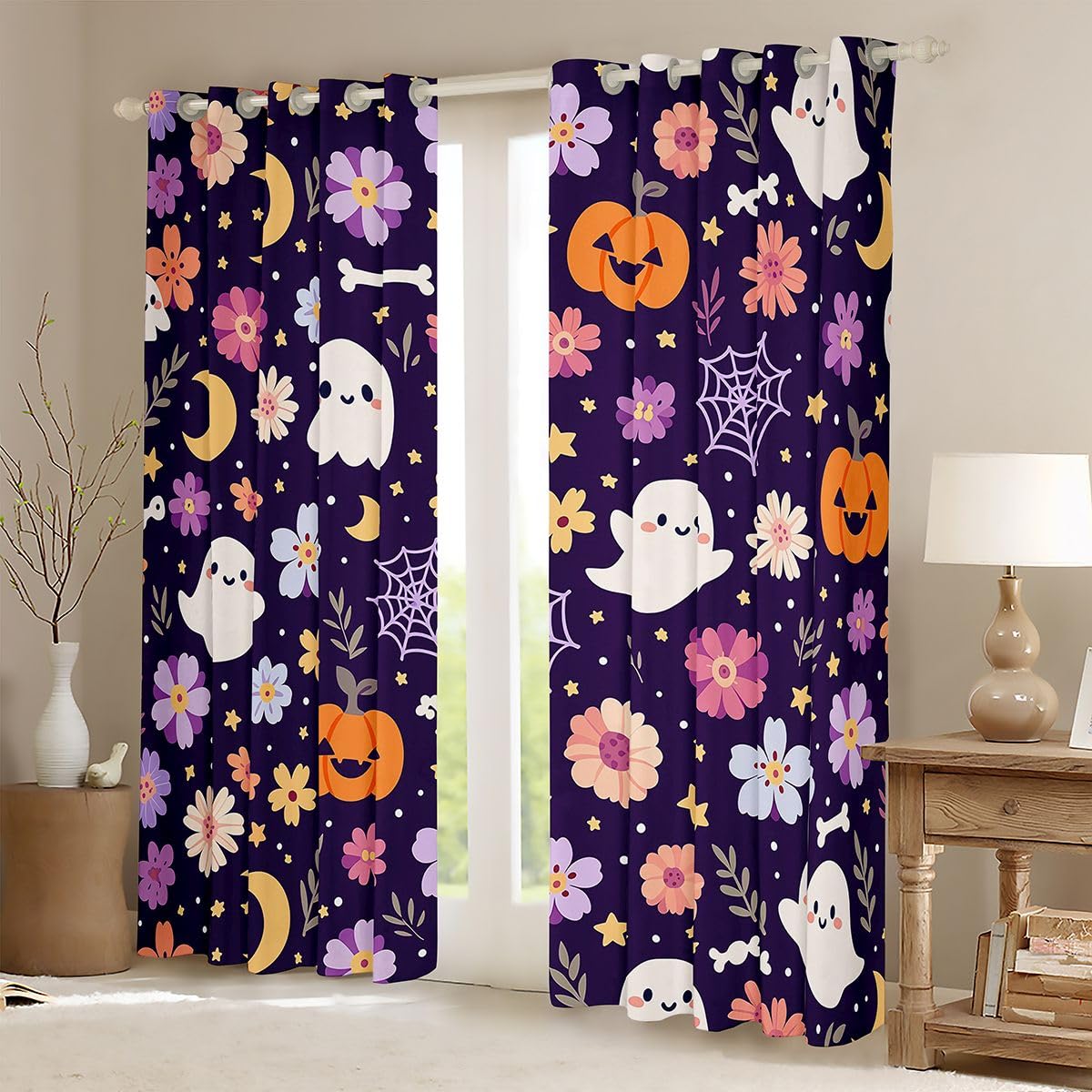 Loussiesd Decorazioni per finestre di Halloween, 2 pannelli W46*L54