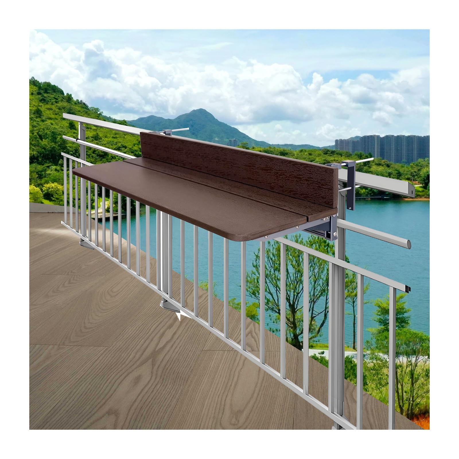 Table Suspendue d'entrée de Balcon, Table Suspendue de Balcon Pliable, Table de Balcon Suspendue rectangulaire, réglable en Hauteur, élégante et Pratique(W27xL60CM/W10.6xL23.6IN)