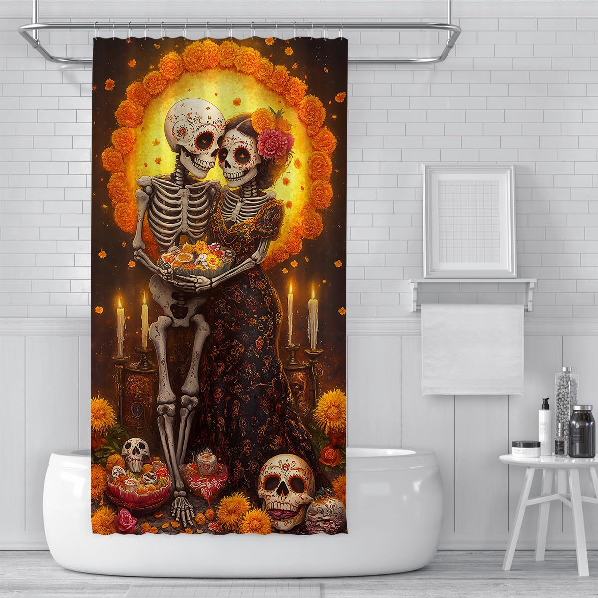 Tende Doccia Scheletro Retro Gotico Bagno 200x200cm
