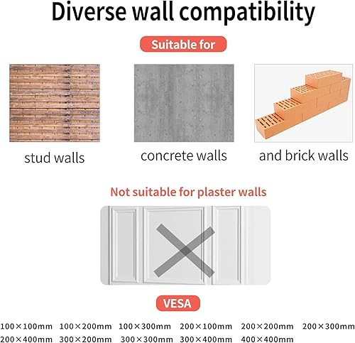 Miniatura 5 de 55 Soporte de pared vertical para TV, brazo giratorio giratorio que se adapta a la mayoría de 32-60 pulgadas, soporte de pantalla plana curvada LED