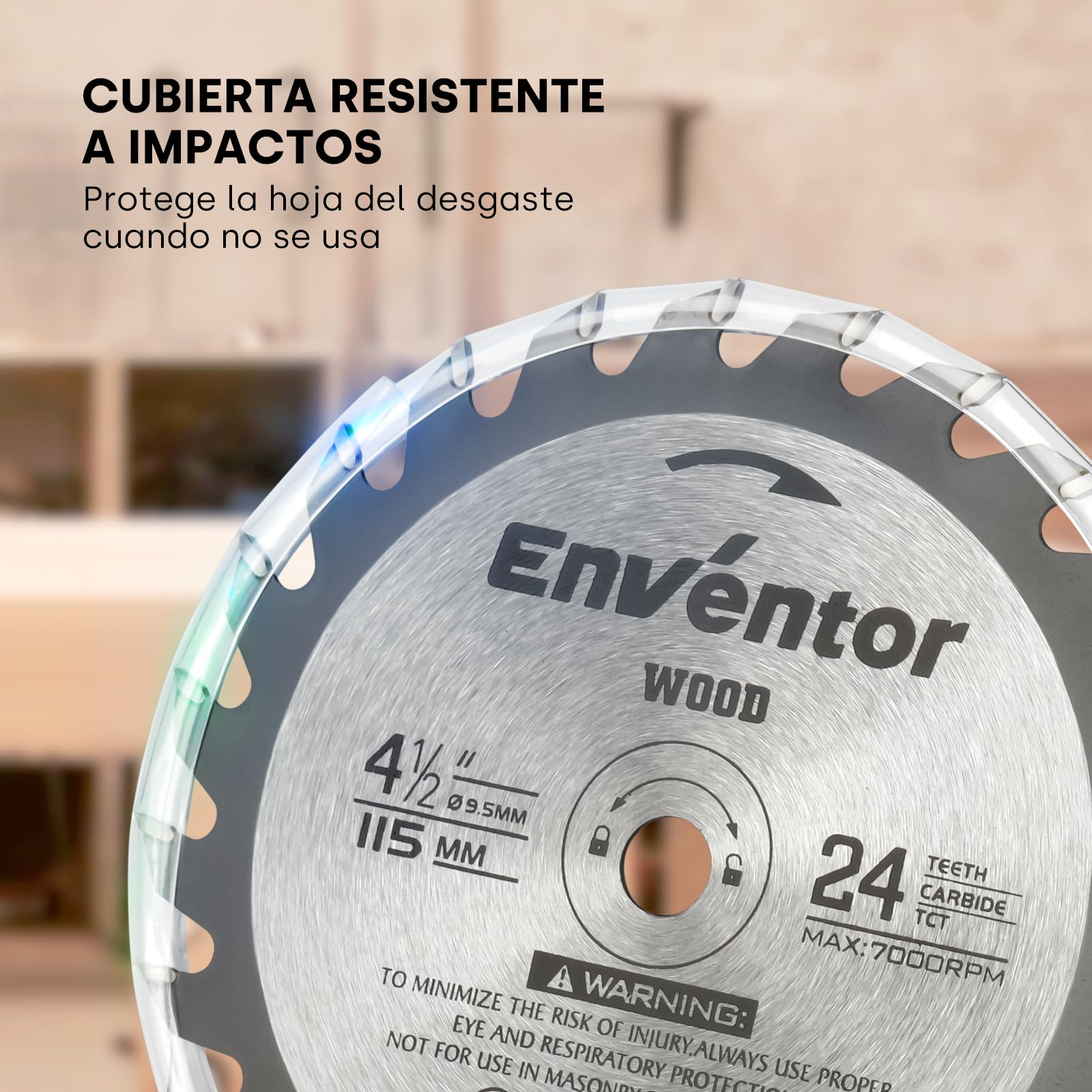 Enventor 3PCS 24T TCT Hoja de Sierra Circular, 115mm x 9.5mm, Punta de Carburo de Tungsteno, Hoja de Mini Sierra Circular para Madera, Compatible con Enventor 76604L