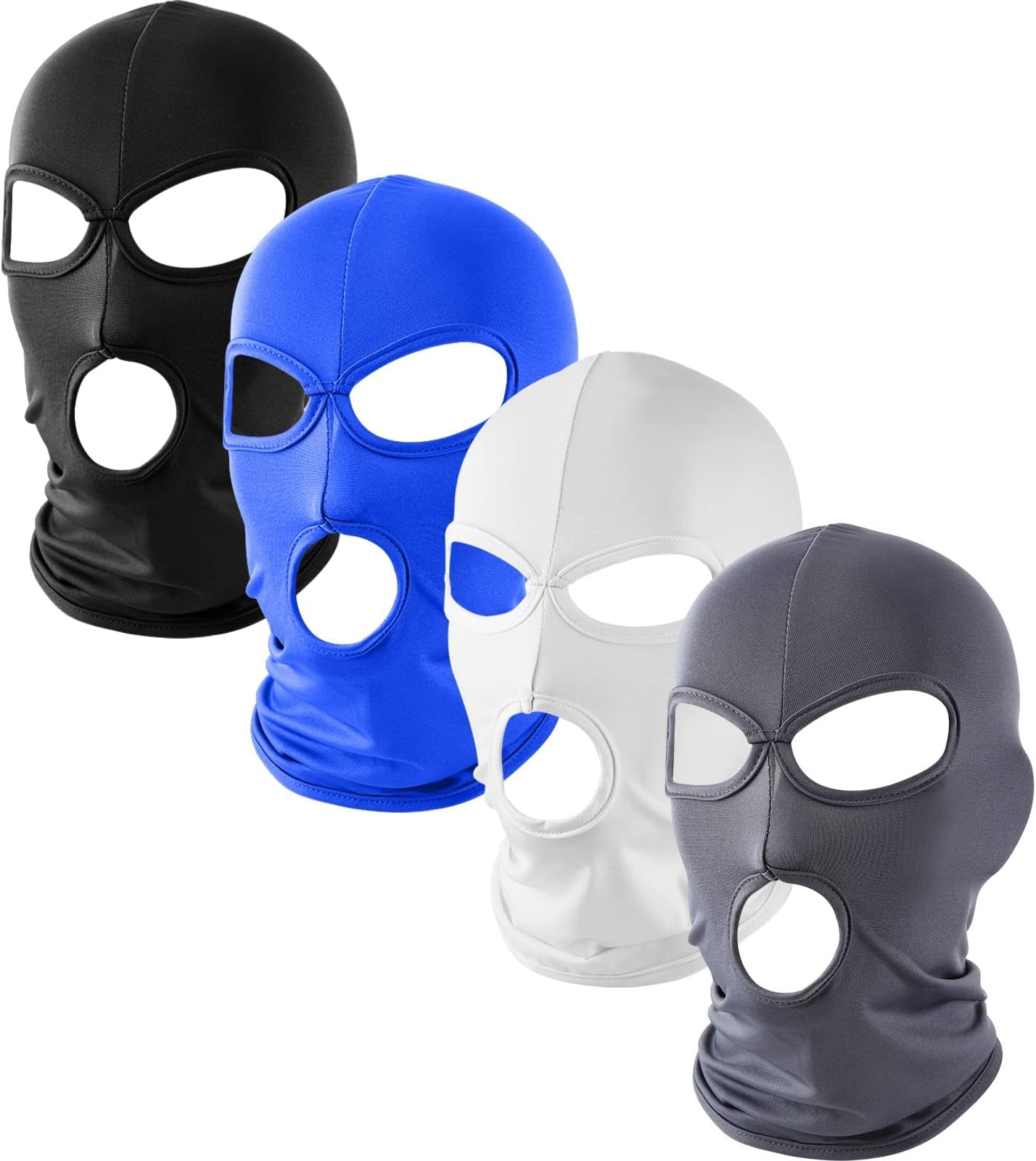 SYOSI Balaclava Covering, 4Pcs Multicolor Three Holes Full Face Covering, Summer Thin Open Face Hood Windproof Motorcycle Face Cover for Cycling Skiing Outdoor Activities, Ice Silk Breathable