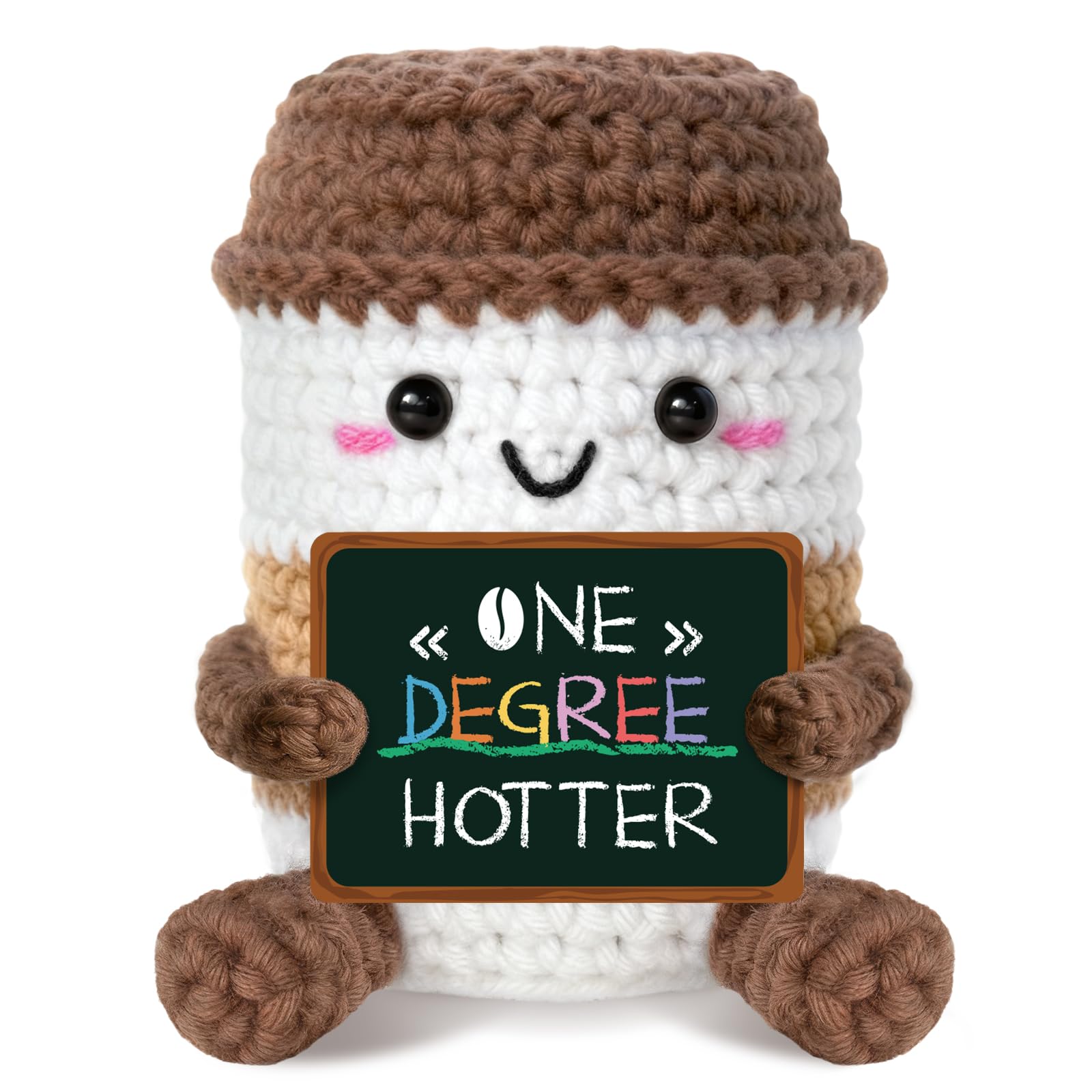 Funny Graduation Gift Knitted Espresso Cup – “One Degree Hotter” Handmade Crochet Coffee Decoration for Her, Him, Friend, Graduate – Unique Graduation Presents for University, College, High School — image 1