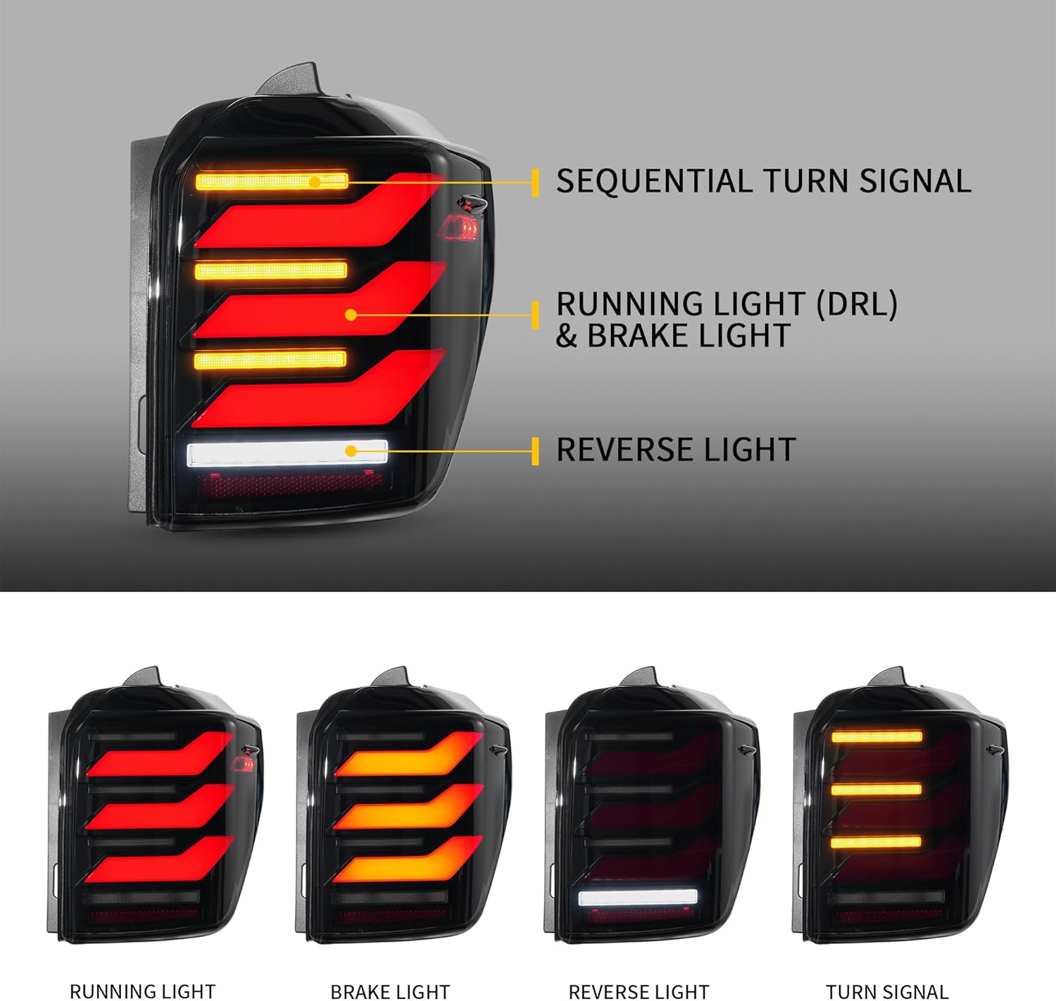 VLAND LED Tail Lights For 4Runner 2010-2022 5th Gen，w/Sequential Turn Signal & Start Up Animation, Red & Smoked Lens