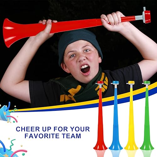 Miniatura 6 de 4 cuernos plegables para estadio, 24 pulgadas, trompetas de animación, trompetas de plástico, bocina de estadio para eventos deportivos, fiestas (4