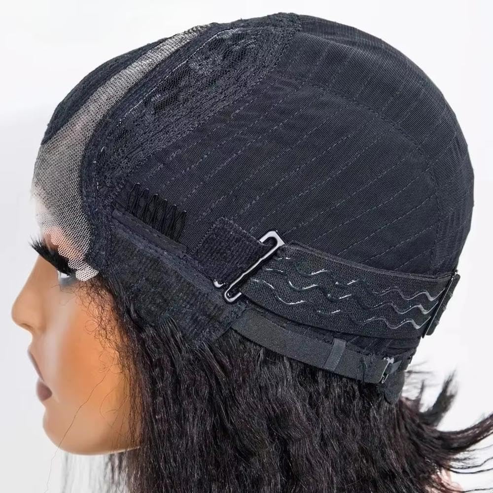 Accessori Parrucche Parrucca Crespa In Pizzo Dritto Con Parte Laterale Per Capelli Umani Parrucca Per Capelli Da 14 Pollici Parrucca Senza Colla Di Colore Nero Naturale(Natural black)