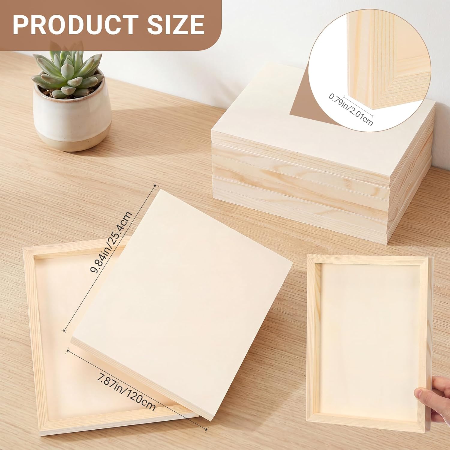 Novabright 50 Pack 8" x 10" Unfinished Wood Panels for Painting - 0.79" Deep Cradled Wood Canvas Boards for Acrylic, Oil, & Paint Pouring, DIY Art Projects, and Easel Display