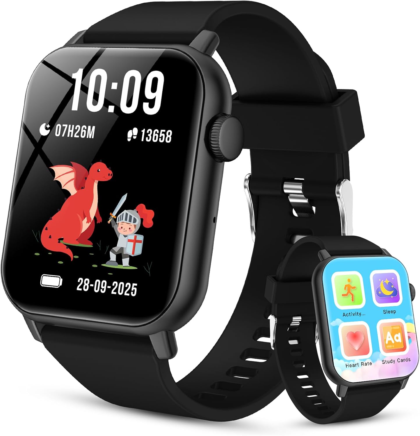 Smartwatch per Bambini 3-12 con Fitness Tracker, Orologio Smartwatch Bambini con Contapassi, Giochi, Frequenza Cardiaca,Monitor del Sonno,IP68 Impermeabile per Smart Watch Bambino Audiobook,Study Card
