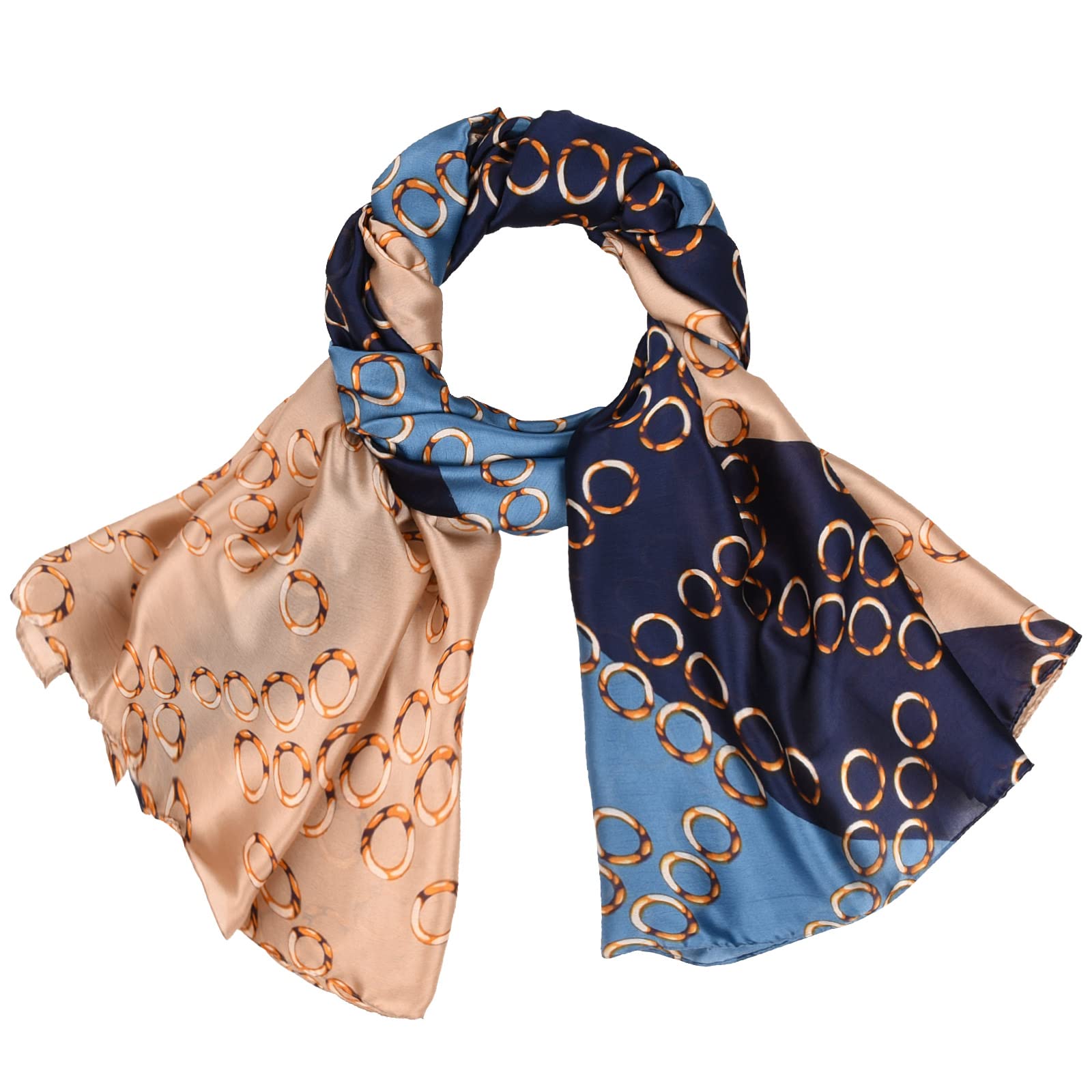 heekpek Bufanda Seda Mujer Satín Bufanda Estampada Ligero Elegante Chal Fulares Cuello Pañuelo de Seda para Mujer