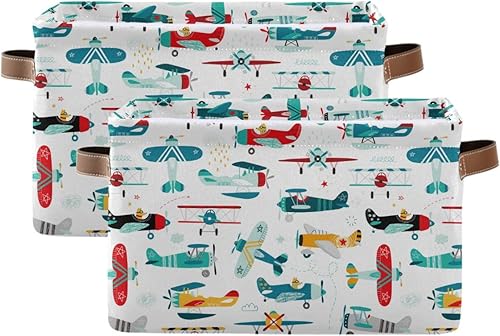 Cesta de almacenamiento, cubo de caricaturas, avión helicóptero, caja de almacenamiento grande plegable para juguetes, contenedor organizador de