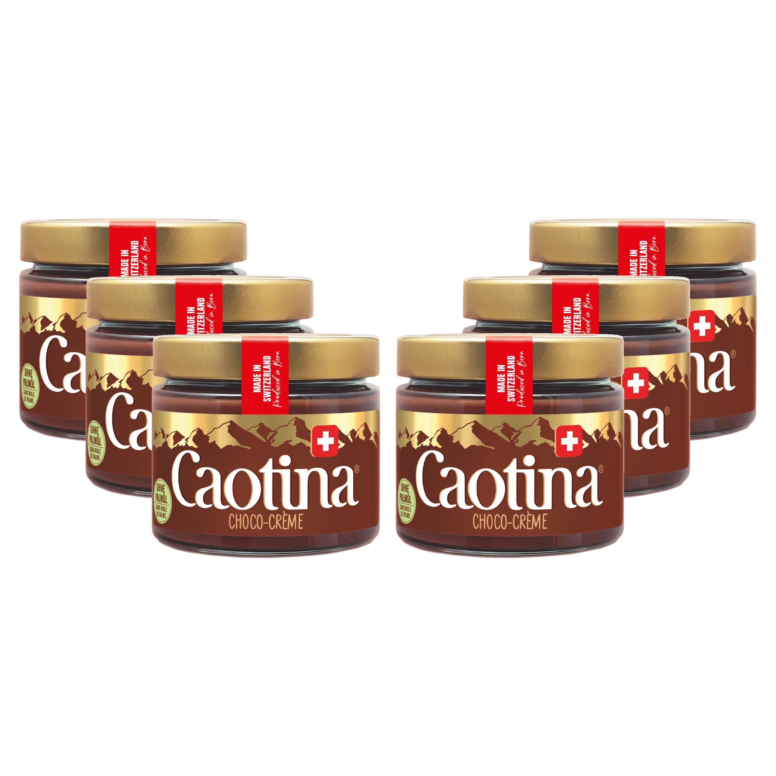 Caotina Schokoladen Creme Brotaufstrich süß SchokoCreme ohne Palmöl SchokoladenAufstrich mit Nuss und echter Schweizer Schokolade, 6 x 300 g