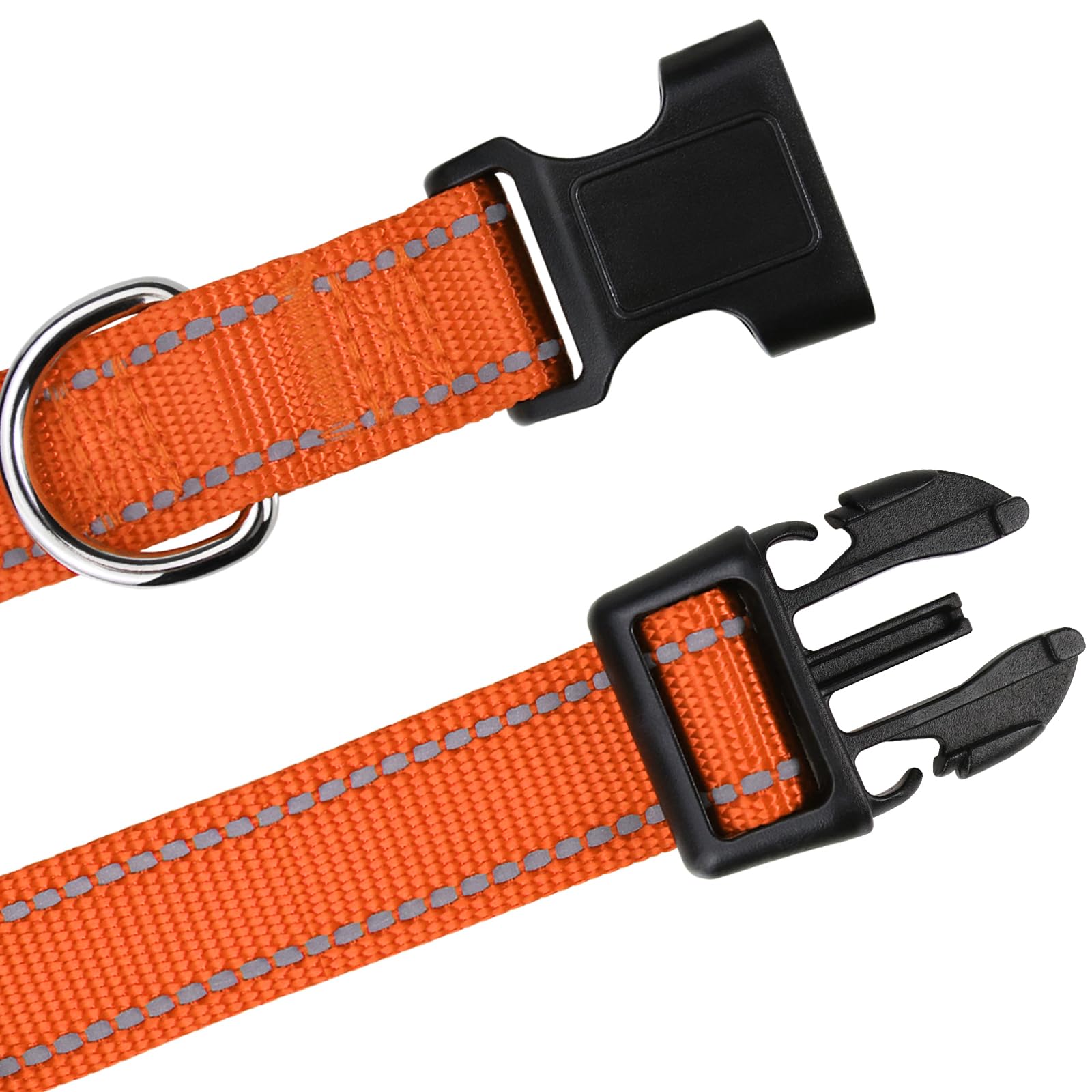 TagME Collare per Cani in Nylon Riflettente, Fibbia Staccabile Durevole, Collari Di Sicurezza Regolabili per Cuccioli, Arancia, Larghezza 1.0 cm