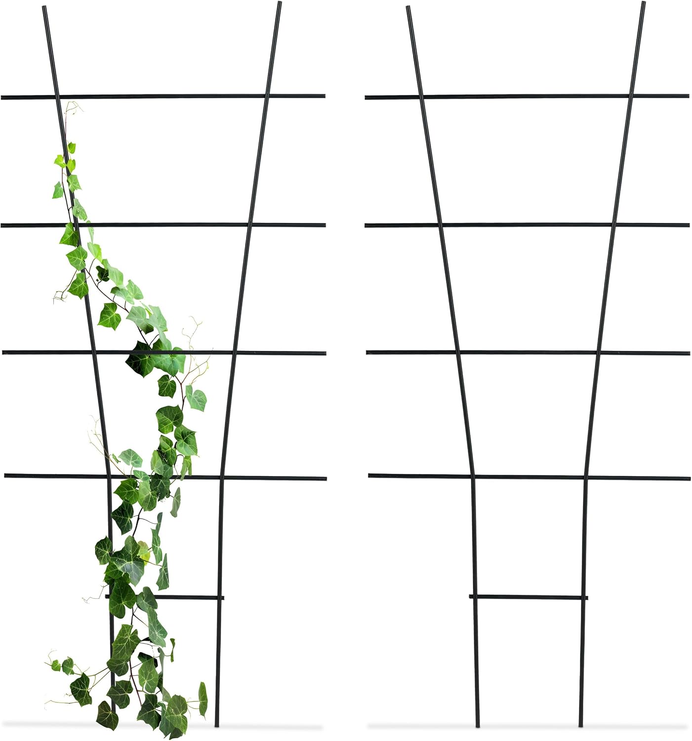 Plant Supports, Set of 2, Trellis Metal, Flower Pot & Planter, H x W: 79 x 35 cm, Flower Support, Black