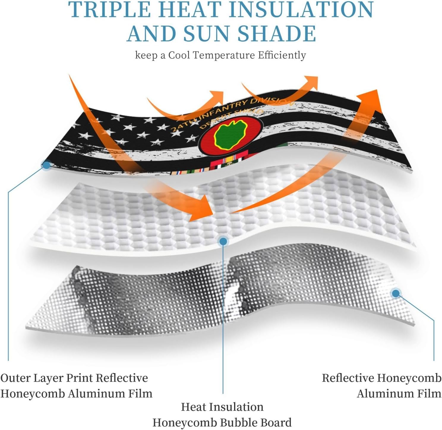24th Infantry Division Desert Shield Gulf War Veteran Foldable Car Windshield Sunshade Blocks Heat and Sun Glare Uv Rays