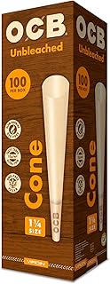 Virgin Unbleached Pre-Rolled Rolling Paper Cones 1-1/4 (84mm) Size - 100 Cones