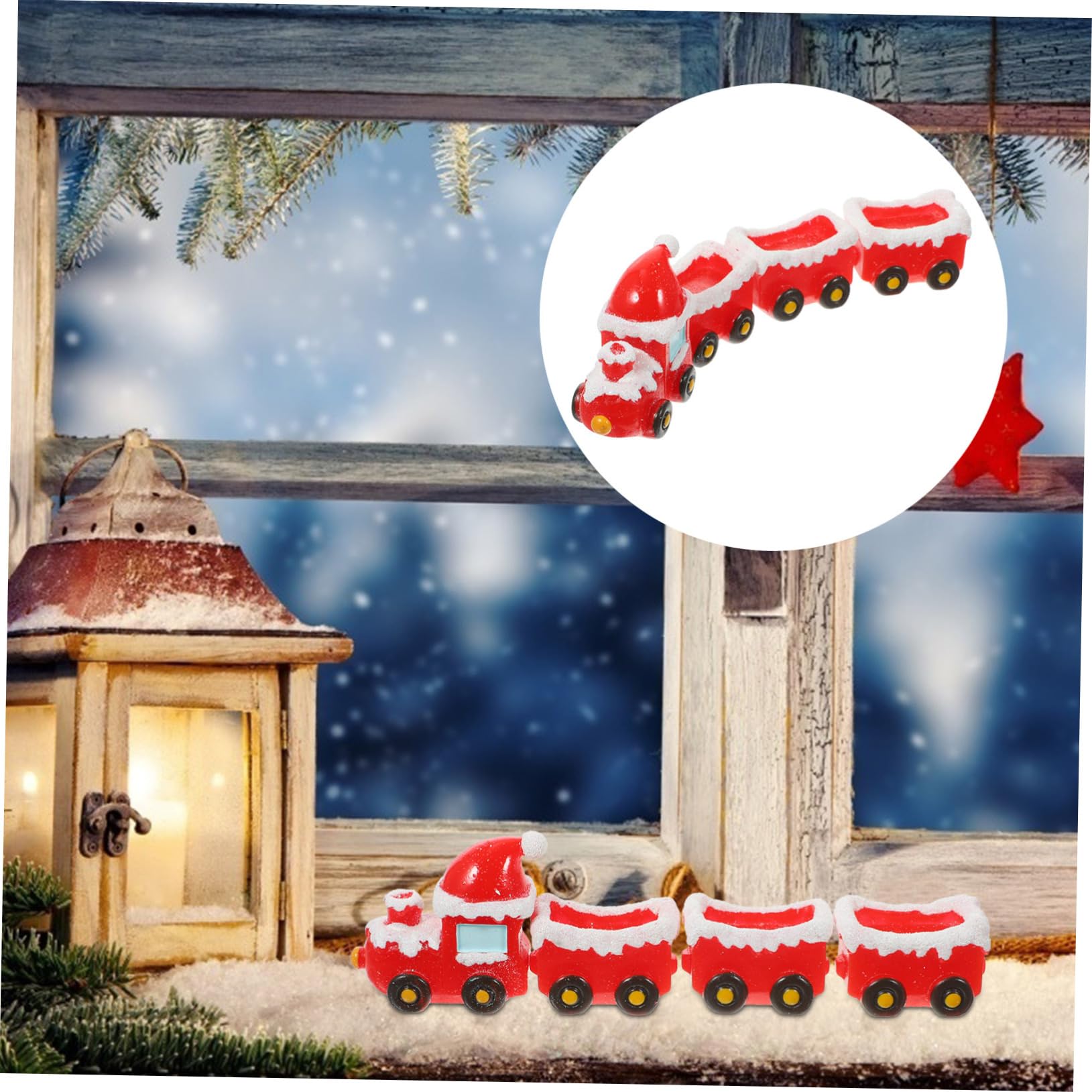 UKCOCO 5juegos Miniaturas De Navidad Accesorios para Decoración De Pueblo Navideño De Tren Festivo para y Manualidades