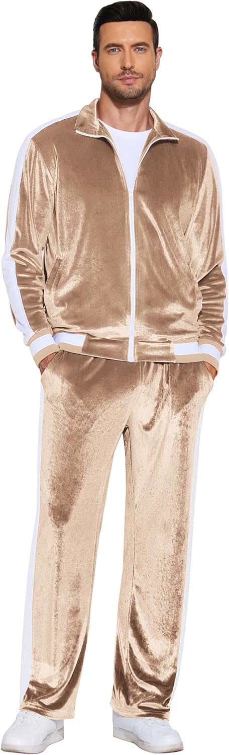 COOFANDY Mens Tracksuit 2 Piece Set Velour Sweatsuit Jogging Suits Full Zip Jacket Pants Outfits - Image 6