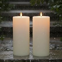 4"x10" Large Outdoor Flameless Candles, Waterproof Battery Operated LED Pillar Candles with Remote &amp; Timer for Patio Porch Lanterns, Set of 2, White