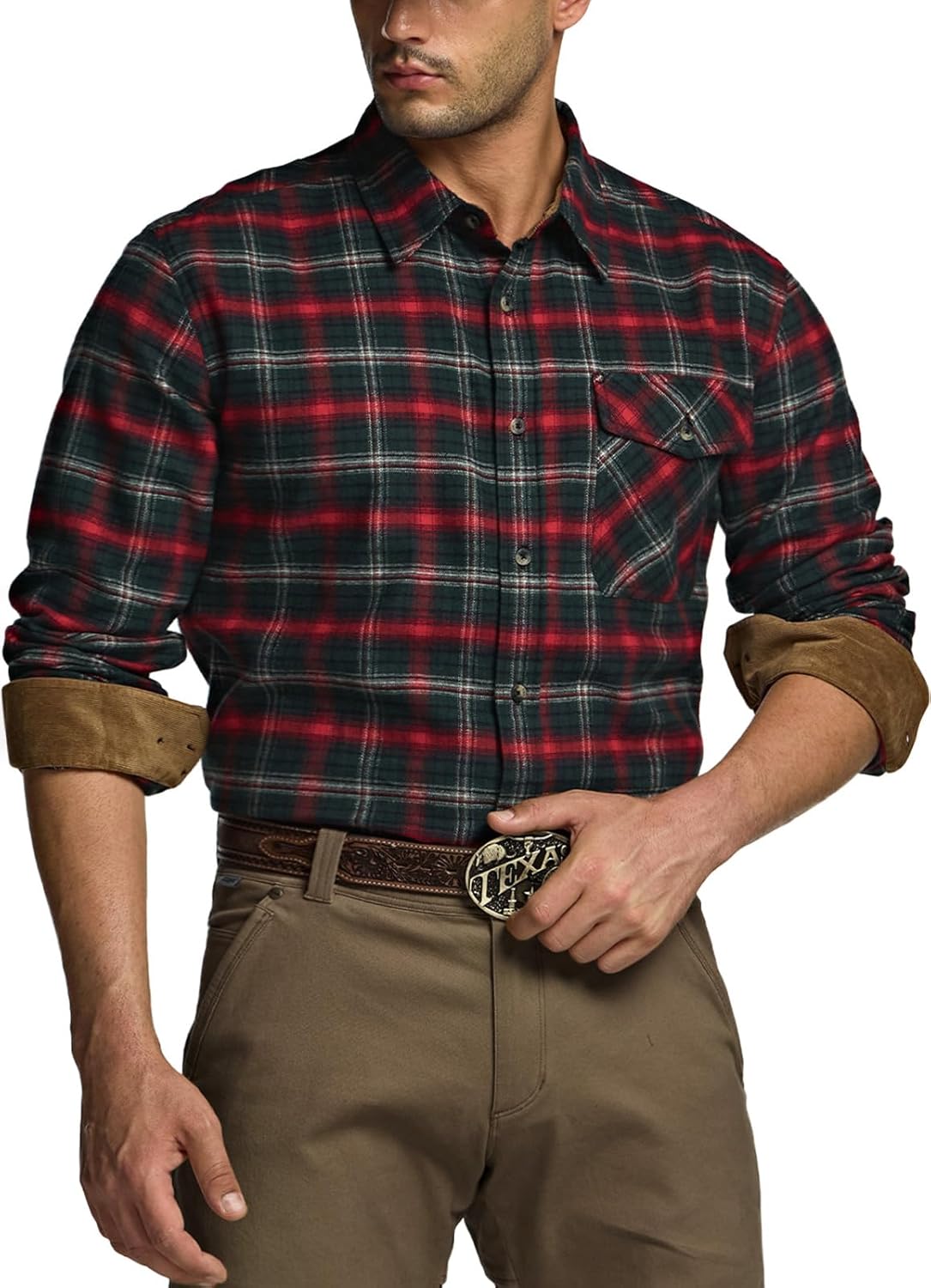 CQR Men's 100% All Cotton Button Down Flannel Shirts, Long Sleeve Brushed Warm Soft Casual Outdoor Plaid Shirt - Image 2
